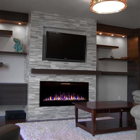 recessed electric fireplace wall ideas